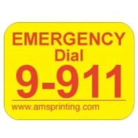 Emergency Phone 9-911 Label, 3/4" x 1" - Yellow & Red