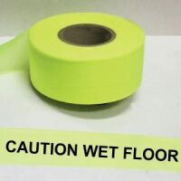 Caution Wet Floor Tape, Fl. Lime 