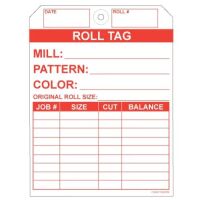 No Rip Carpet Roll Tags, White and Red Tyvek