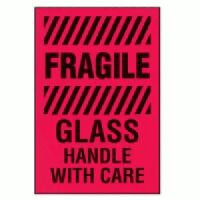 "FRAGILE Glass Handle With Care" Label - 4"x6" 