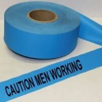 Caution Men Working Tape, Fl. Blue 