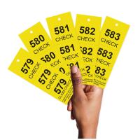 Royal Industries Coat Room Check Tags - Plastic, Black With White Numbers #1-100