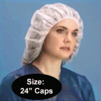24" Poly Pleated Bouffant Caps