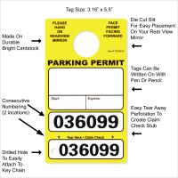 Paper Parking Permit Hang Tags - Available In Different Colors