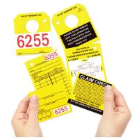 Parking & Claim Check Tags, Yellow, 9 1/2\
