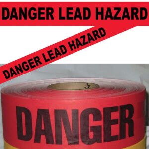 Danger Lead Hazard Tape, Fl. Red