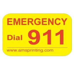 Emergency Phone Dial 911 Label, 3/4\