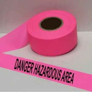 Danger Hazardous Area Tape, Fl. Pink            