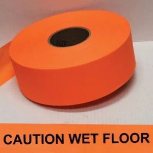 Caution Wet Floor Tape, Fl. Orange 