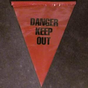 Pennant Lines-Printed: DANGER KEEP OUT on Red