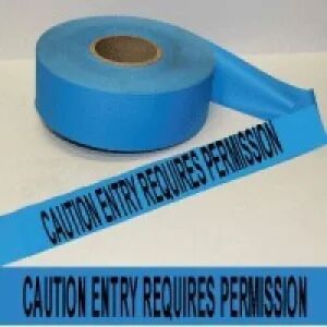 Caution Entry Requires Permission Tape, Fl. Blue  