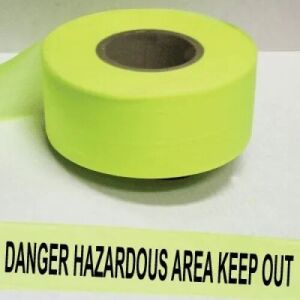 Danger Hazardous Area Keep Out Tape, Fl. Lime