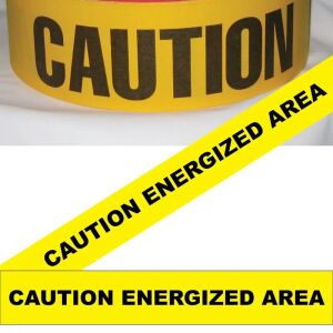 Caution Energized Area Tape, Fl. Yellow