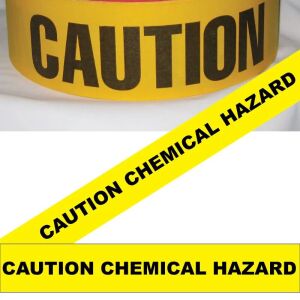 Caution Chemical Hazard Tape, Fl. Yellow