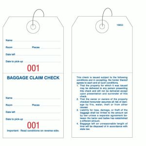 Baggage Claim Check Tags-In English