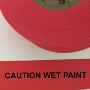 Caution Wet Paint Tape, Fl. Red 