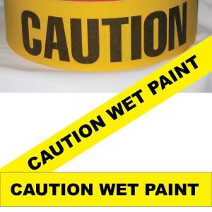Caution Wet Paint Tape, Fl. Yellow
