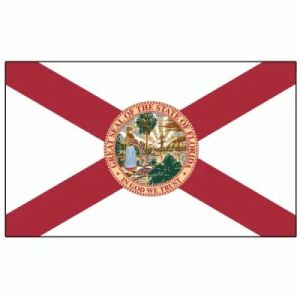 Florida Flag with Pole Hem & Gold Fringes