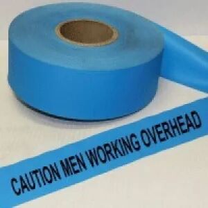 Caution Men Working Overhead Tape, Fl. Blue 