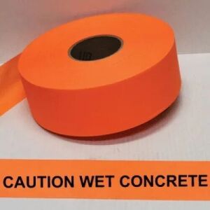 Caution Wet Concrete Tape, Fl. Orange 
