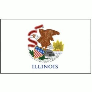 Illinois Flag with Pole Hem & Gold Fringes