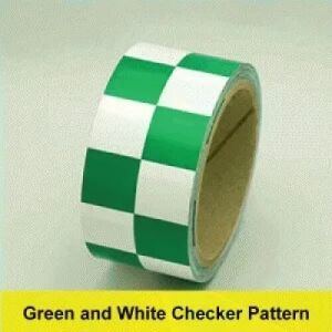 Hazard Warning Tape, Checkerboard, Green/White 