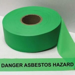 Danger Asbestos Hazard Tape, Fl. Green