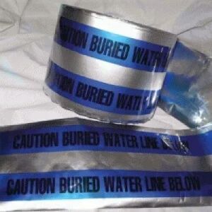 'Caution Buried Water Line Below' - Black/Blue  