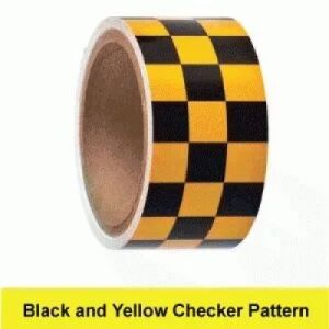 Hazard Warning Tape, Checkerboard, Black/Yellow 