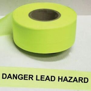 Danger Lead Hazard Tape, Fl. Lime  