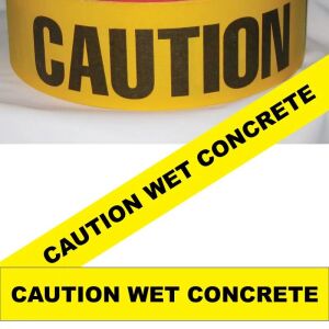 Caution Wet Concrete Tape, Fl. Yellow
