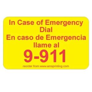 English/Spanish Emergency 9-911 Label, 1.25\
