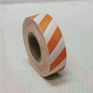 Flagging Tape Orange/White Stripes Color, Vinyl