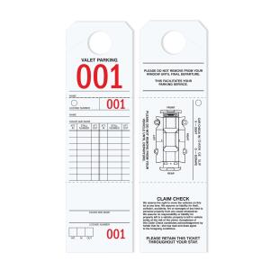 Parking & Claim Check Tags, White, 9 1/2\