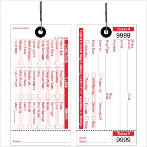 Rug Service Tags, Red Ink with Black Numbering on Tyvek