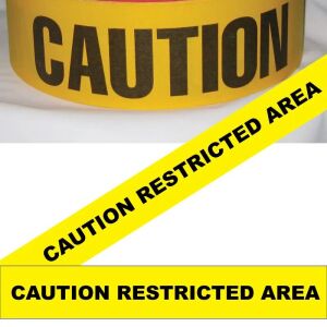 Caution Restricted Area Keep Out Tape, Fl.Lime