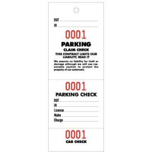 Parking & Claim Check Tags, White, 6 3/4\
