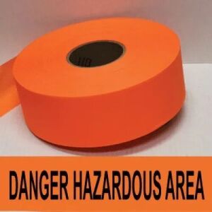 Danger Hazardous Area Tape, Fl. Orange