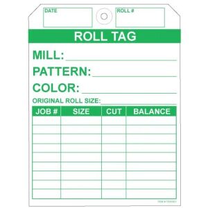 No Rip Carpet Roll Tags, White and Green Tyvek