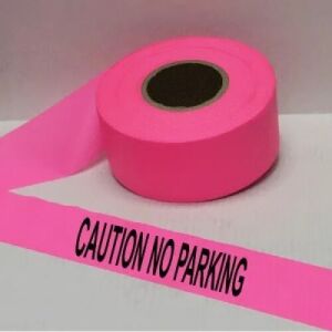 Caution No Parking Tape, Fl. Pink   