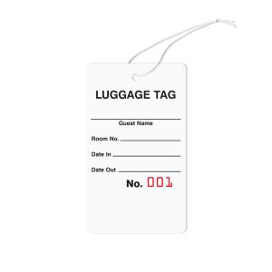 Bag Identification Tags, White Stock, Red Numbers