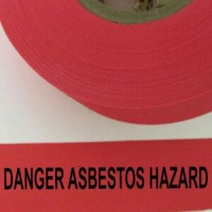 Danger Asbestos Hazard Tape, Fl. Red