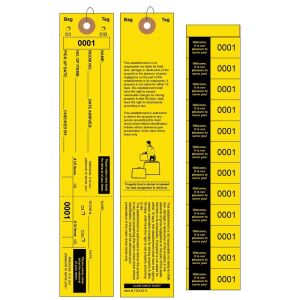 Yellow Bag Identification Tags, Manifold Construction with 12 Labels