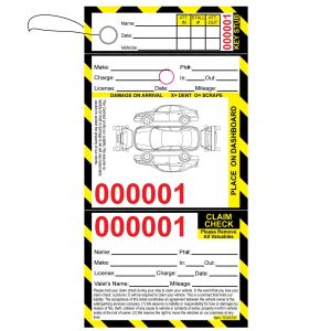 3 Part Valet Tickets with Elastic String Attached & Reinforced Hole