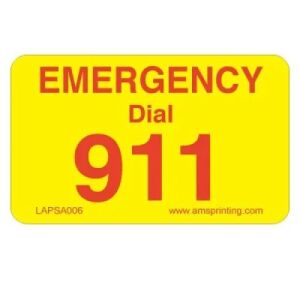 Emergency Dial 911 Label, 1.25\