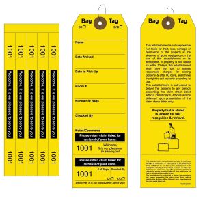 Superior Bag Claim Check Tags with 5 labels, Yellow