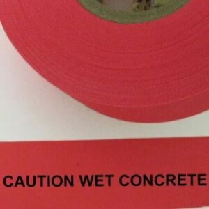 Caution Wet Concrete Tape, Fl. Red
