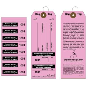 Pink Bag Identification Tags, Manifold Construction with 8 Labels