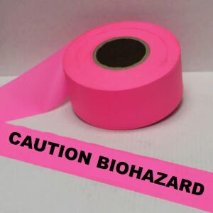 Caution Biohazard Tape, Fl. Pink