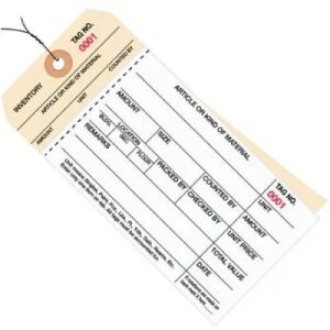 Inventory Tags 2 Part Carbonless Stub Style-Wired